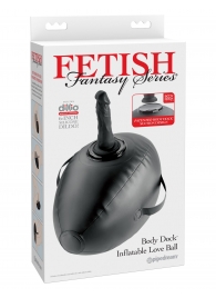Черный надувной мяч с платформой для фиксации дилдо Body Dock Inflatable Love Ball - Pipedream - купить с доставкой в Домодедово