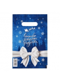 Сине-белый подарочный новогодний пакет с вырубной ручкой (20х30 см) - Сима-Ленд - купить с доставкой в Домодедово