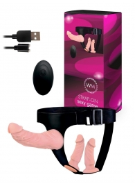 Женский страпон с 3 насадками и вибрацией - Erowoman-Eroman - купить с доставкой в Домодедово