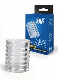 Прозрачная сквозная насадка на пенис с ребрышками - Sex Expert - в Домодедово купить с доставкой
