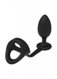 Черное эрекционное кольцо с анальной пробкой Cockstrap With Anal Plug - Dream Toys - в Домодедово купить с доставкой