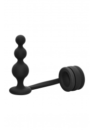 Черное эрекционное кольцо с анальной елочкой Cockring With Beaded Anal Plug - Dream Toys - в Домодедово купить с доставкой
