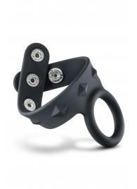 Черное эрекционное кольцо с подхватом мошонки на кнопках VS6 - Blush Novelties - в Домодедово купить с доставкой