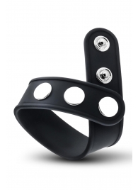 Черное эрекционное кольцо на кнопках - Blush Novelties - в Домодедово купить с доставкой