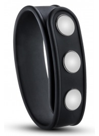 Черное эрекционное кольцо на кнопках - Blush Novelties - в Домодедово купить с доставкой