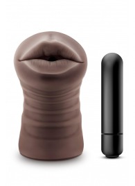 Коричневый мастурбатор-ротик Krystal Vibrating Masturbator - Blush Novelties - в Домодедово купить с доставкой