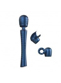 Синий вибромассажёр с насадками Man.wand Edgy - Manwan - в Домодедово купить с доставкой