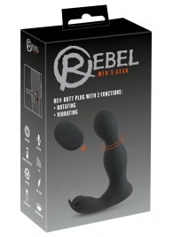 Черная анальная пробка с вибрацией, вращением и пультом ДУ RC Butt Plug with 2 Functions - Orion - в Домодедово купить с доставкой