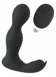 Черная анальная пробка с вибрацией, вращением и пультом ДУ RC Butt Plug with 2 Functions - Orion - в Домодедово купить с доставкой
