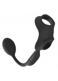 Черное виброкольцо с анальной пробкой Cock Ring with RC Butt Plug - Orion - в Домодедово купить с доставкой