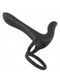 Черная насадка на член с вибрацией Couple’s Vibrator - Orion - в Домодедово купить с доставкой