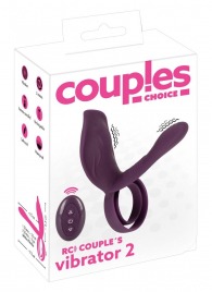 Фиолетовая насадка на член с клиторальным отростком и пультом ДУ RC Couple’s Vibrator 2 - Orion - в Домодедово купить с доставкой