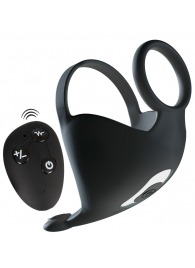 Черная вибронасадка для эрекции и стимуляции мошонки Cock ring with RC ball massager - Orion - в Домодедово купить с доставкой