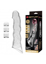 Прозрачный фаллоудлинитель с 3 вставками - 28 см. - Baile - в Домодедово купить с доставкой