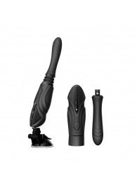 Черная секс-машина с функцией нагрева, насадками и присоской Sesh - Zalo - купить с доставкой в Домодедово