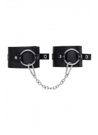 Черные оковы из толстой кожи с люверсами - Pecado - купить с доставкой в Домодедово
