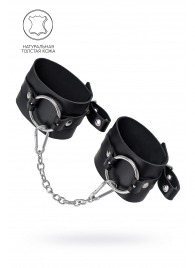 Черные оковы из толстой кожи с люверсами - Pecado - купить с доставкой в Домодедово