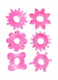 Набор из 6 розовых эрекционных колец с различным рельефом - Erowoman-Eroman - в Домодедово купить с доставкой