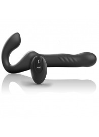 Черный безремневой страпон с вибрацией и возвратно-поступательными движениями - 24 см. - Ibiza - купить с доставкой в Домодедово