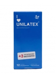 Классические презервативы Unilatex Natural Plain - 12 шт. + 3 шт. в подарок - Unilatex - купить с доставкой в Домодедово