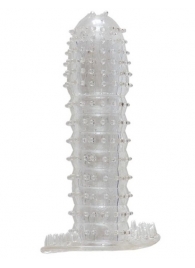 Гелевая прозрачная насадка c шипами - 12 см. - Toyfa Basic - в Домодедово купить с доставкой