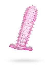 Гелевая розовая насадка с шипами - 12 см. - Toyfa Basic - в Домодедово купить с доставкой