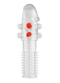 Гелевая прозрачная насадка с шариками и шипами - 14 см. - Toyfa Basic - в Домодедово купить с доставкой