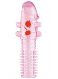 Гелевая розовая насадка с шариками и шипами - 14 см. - ToyFa - в Домодедово купить с доставкой