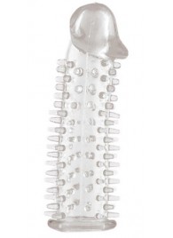 Прозрачная насадка на половой член с закрытой головкой и шипами - 12,5 см. - Toyfa Basic - в Домодедово купить с доставкой