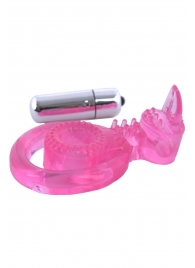 Розовая вибронасадка со стимулятор клитора   Язычок - Toyfa Basic - в Домодедово купить с доставкой