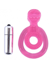 Розовая вибронасадка со стимулятор клитора   Язычок - Toyfa Basic - в Домодедово купить с доставкой