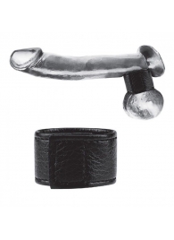 Чёрная утяжка на мошонку 1  Velcro Ball Stretcher - BlueLine - купить с доставкой в Домодедово