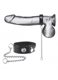 Утяжка на пенис с поводком Snap Cock Ring With 12  Leash - BlueLine - купить с доставкой в Домодедово