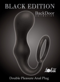 Чёрное эрекционное кольцо с анальной пробкой Double Pleasure Anal Plug - Lola Games - в Домодедово купить с доставкой