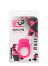 Розовое эрекционное кольцо с щеточкой LIT-UP SILICONE STIMU RING 5 - Dream Toys - в Домодедово купить с доставкой