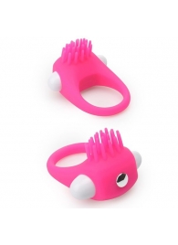 Розовое эрекционное кольцо с щеточкой LIT-UP SILICONE STIMU RING 5 - Dream Toys - в Домодедово купить с доставкой