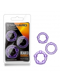 Набор из 3 фиолетовых эрекционных колец Stay Hard Beaded Cockrings - Blush Novelties - в Домодедово купить с доставкой