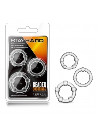 Набор из 3 прозрачных эрекционных колец Stay Hard Beaded Cockrings - Blush Novelties - в Домодедово купить с доставкой