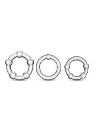 Набор из 3 прозрачных эрекционных колец Stay Hard Beaded Cockrings - Blush Novelties - в Домодедово купить с доставкой