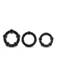 Набор из 3 чёрных эрекционных колец Stay Hard Beaded Cockrings - Blush Novelties - в Домодедово купить с доставкой