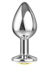 Малая серебристая анальная пробка Diamond Yellow Sparkle Small с жёлтым кристаллом - 7 см. - Lola Games - купить с доставкой в Домодедово