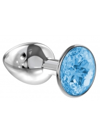 Малая серебристая анальная пробка Diamond Light blue Sparkle Small с голубым кристаллом - 7 см. - Lola Games - купить с доставкой в Домодедово