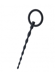 Чёрный уретральный плаг с кольцом - ToyFa - купить с доставкой в Домодедово