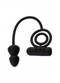 Чёрное эрекционное кольцо с вибропулькой и анальным хвостом - Erotist Adult Toys - в Домодедово купить с доставкой