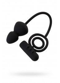 Чёрное эрекционное кольцо с вибростимулятором и анальным хвостом - Erotist Adult Toys - в Домодедово купить с доставкой