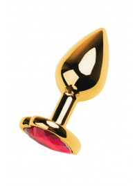 Золотистая анальная пробка с кристаллом-сердцем - 7,5 см. - ToyFa - купить с доставкой в Домодедово