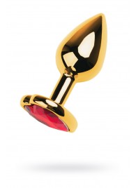 Золотистая анальная пробка с кристаллом-сердцем - 7,5 см. - ToyFa - купить с доставкой в Домодедово