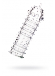 Прозрачная насадка на пенис TOYFA A-Toys с ребрами и точками - 15,3 см. - A-toys - в Домодедово купить с доставкой