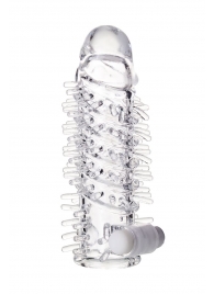 Насадка на пенис TOYFA A-Toys с вибропулей и шипами - 13,4 см. - A-toys - в Домодедово купить с доставкой