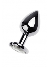 Серебристая анальная пробка с прозрачным кристаллом-сердцем - 8 см. - ToyFa - купить с доставкой в Домодедово